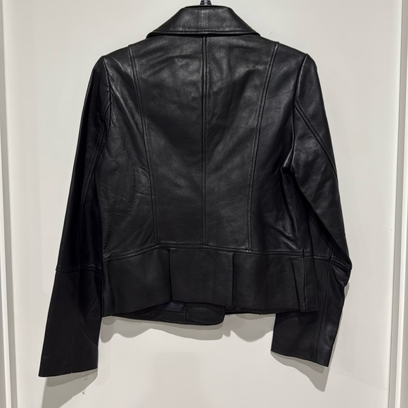 Sam Edelman Black Peplum Leather Jacket - M - Picture 4 of 8